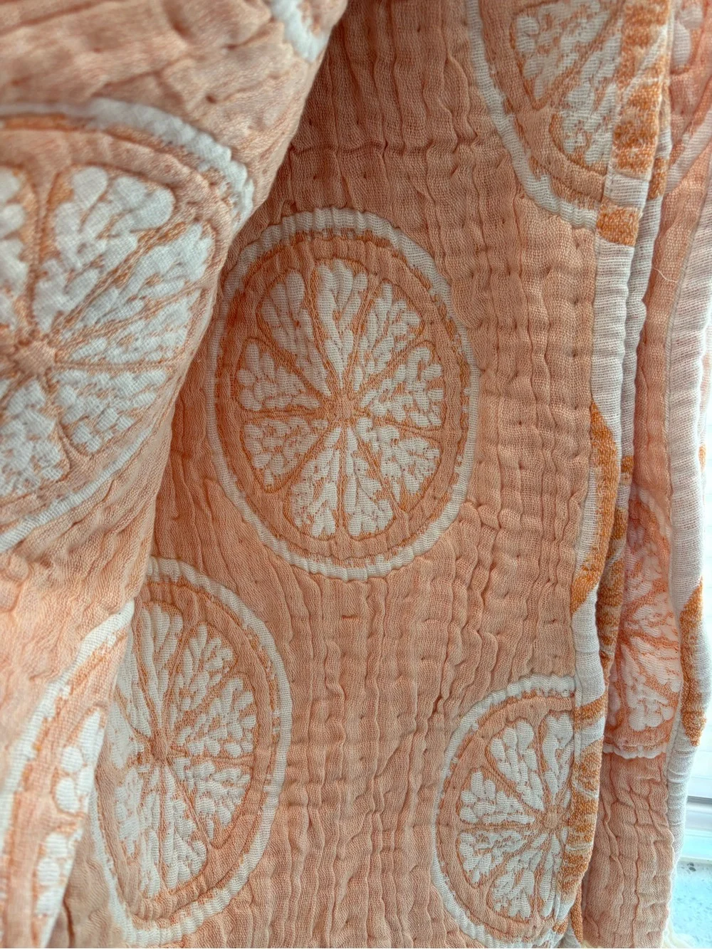 NWT Rachel Zoe Cream & Orange Citrus Decorative Throw - reversible